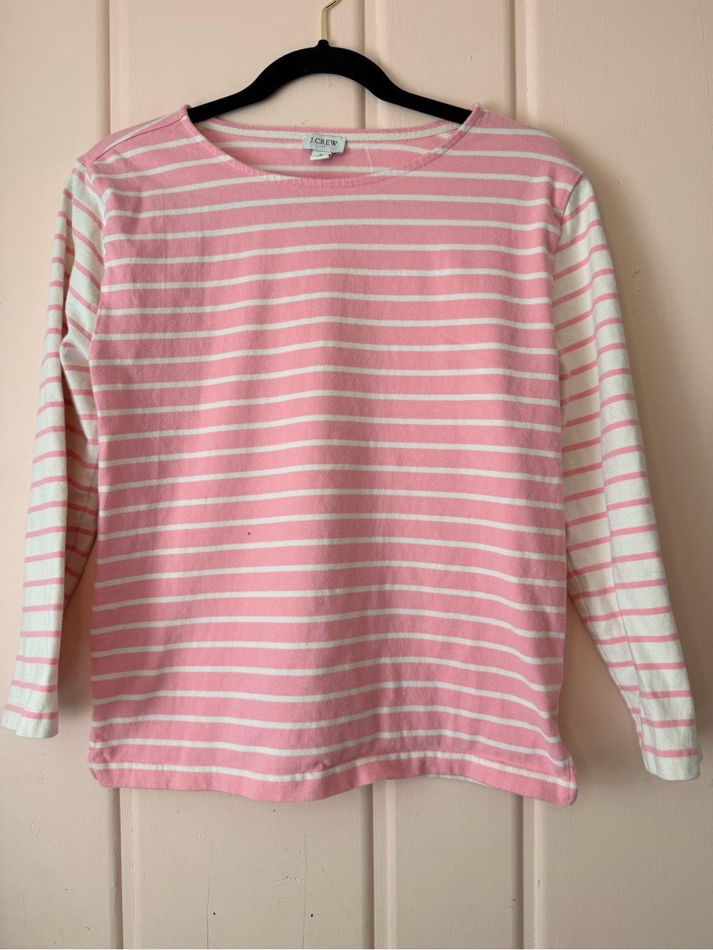 J. Crew women's Pink & White Striped Long-Sleeve Top SzS